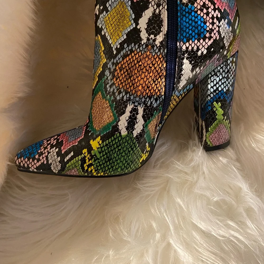 Brand new like high snakeskin rainbow multi colored boot - Picture 4 of 4